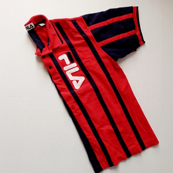 Fila Classic Stripe Colorblock Logo Mesh Polo Top - Picture 13 of 16